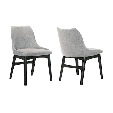 Armen Living Azalea Gray Fabric and Black Wood Dining Side Chairs, PK2 LCAZSIBLGR